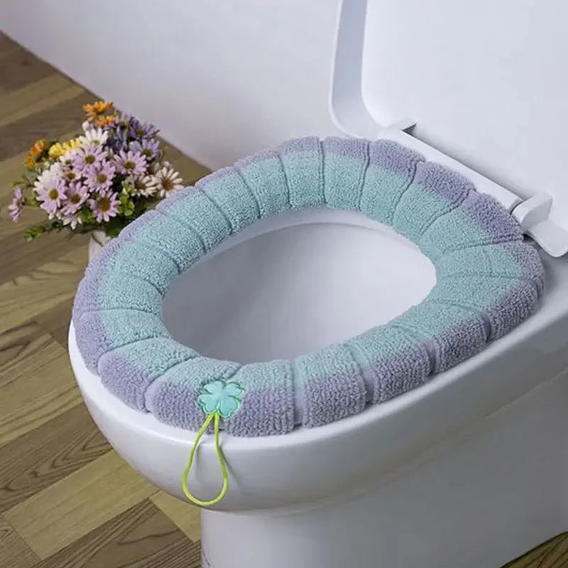 Thicker Soft Washable with Handle Winter Warm Toilet Seat Cover Mat