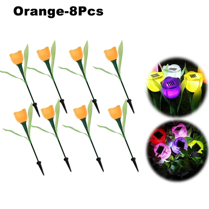 Solar Outdoor Waterproof Tulip Rose Lights