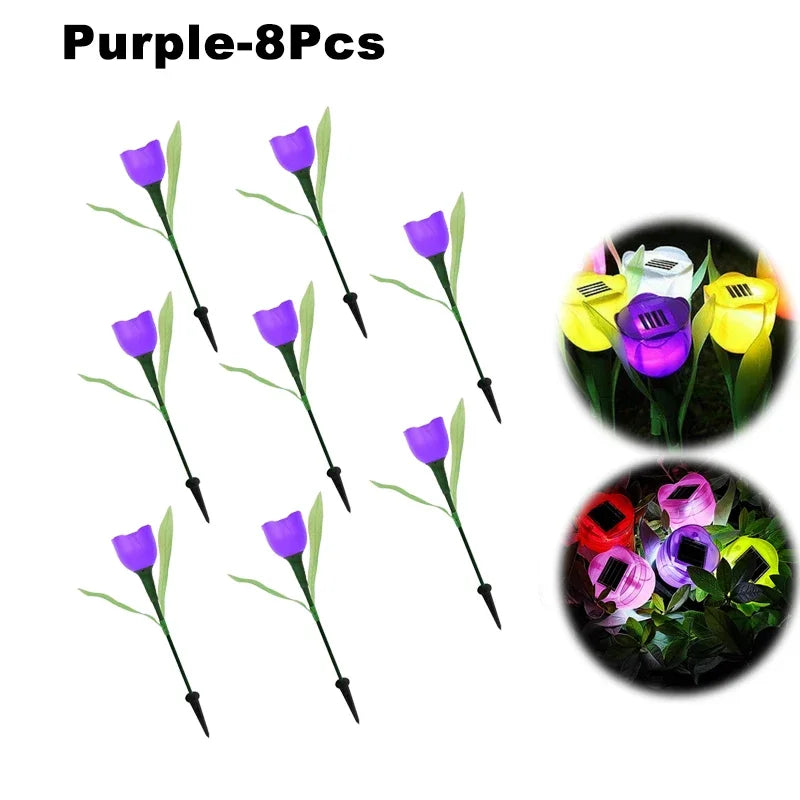 Solar Outdoor Waterproof Tulip Rose Lights