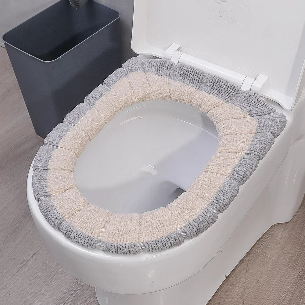 Thicker Soft Washable with Handle Winter Warm Toilet Seat Cover Mat
