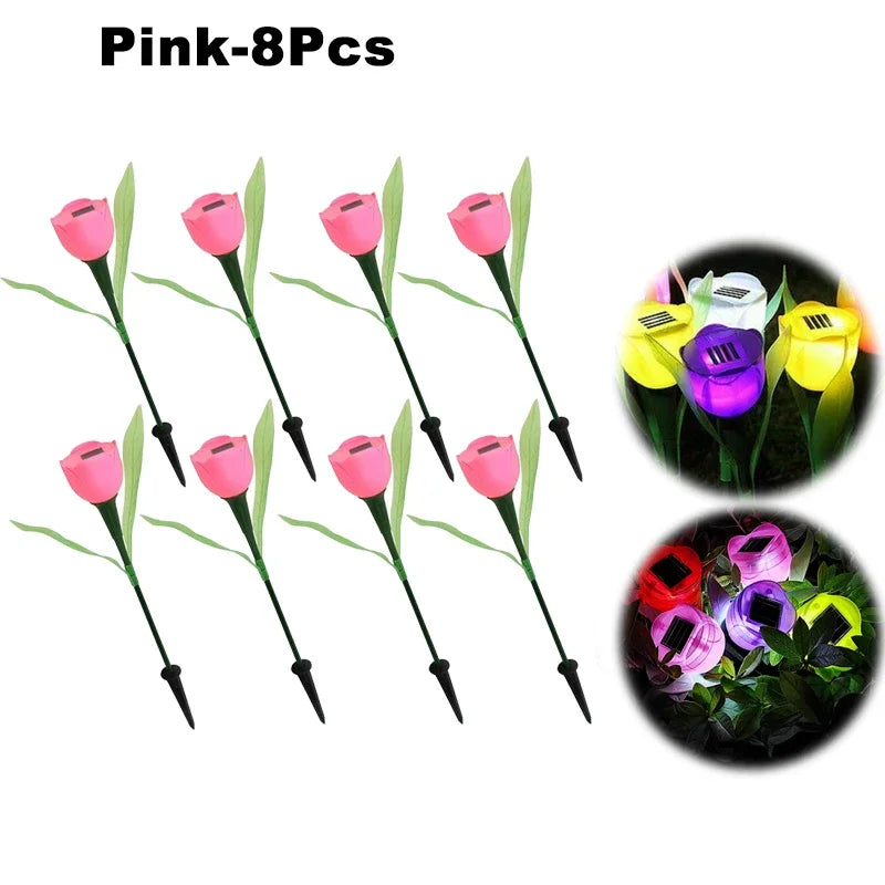 Solar Outdoor Waterproof Tulip Rose Lights