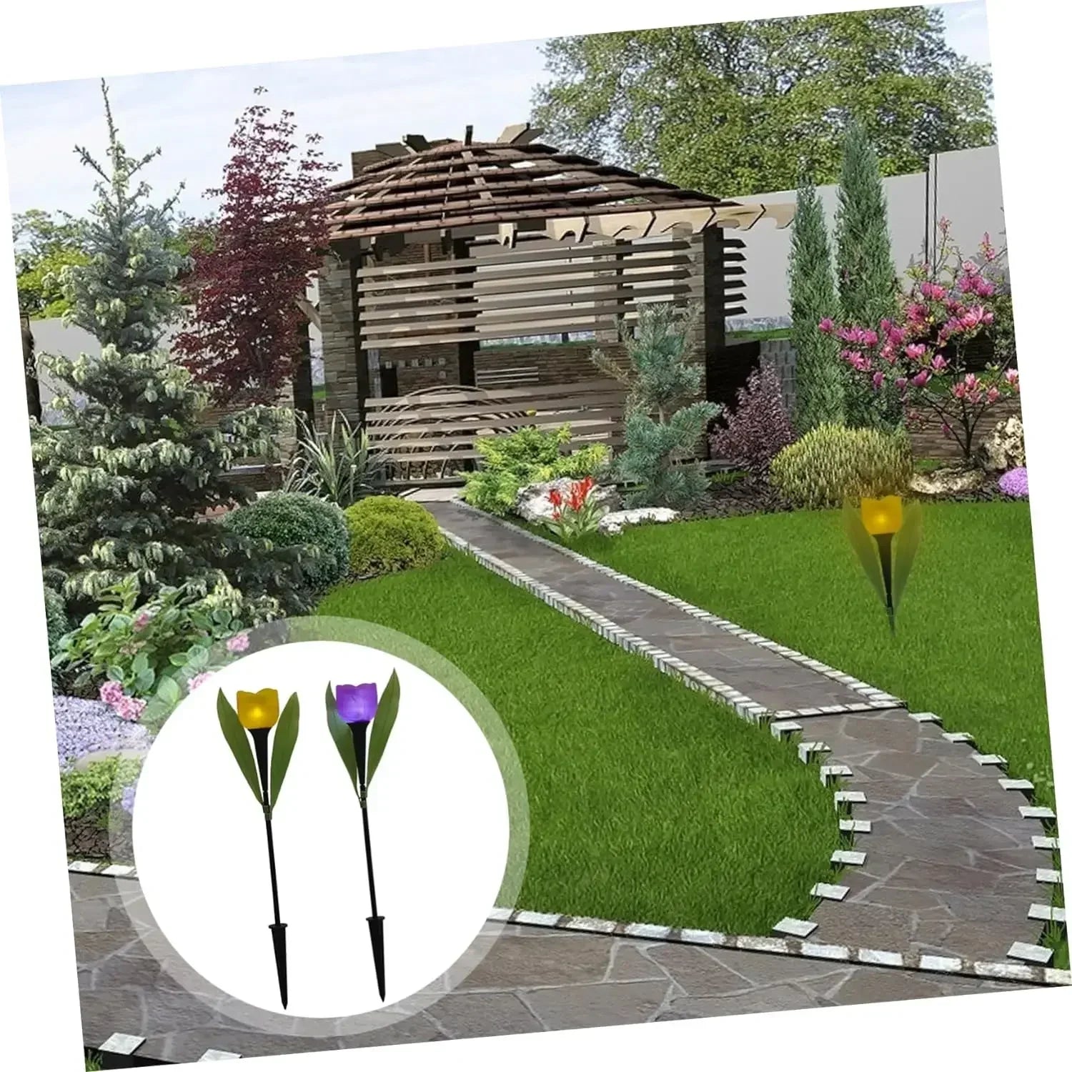 Solar Outdoor Waterproof Tulip Rose Lights