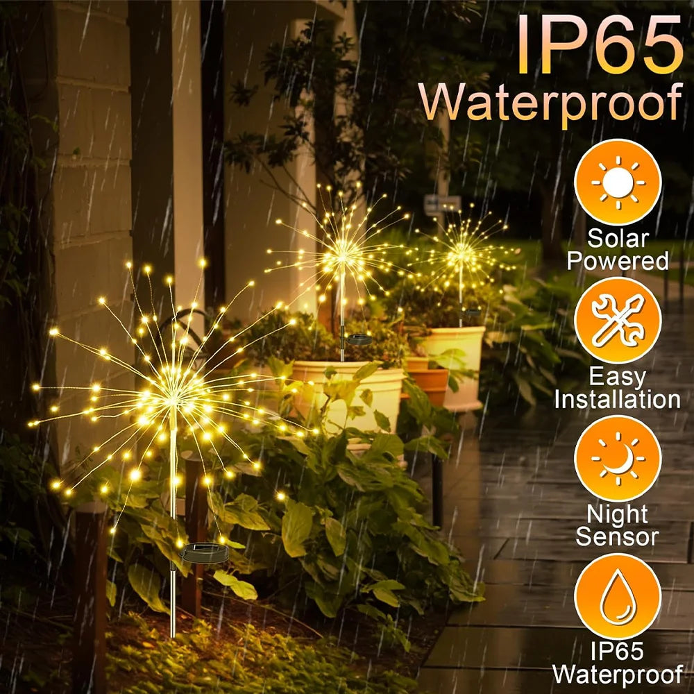 Solar Outdoor Waterproof Fireworks Fairy Light