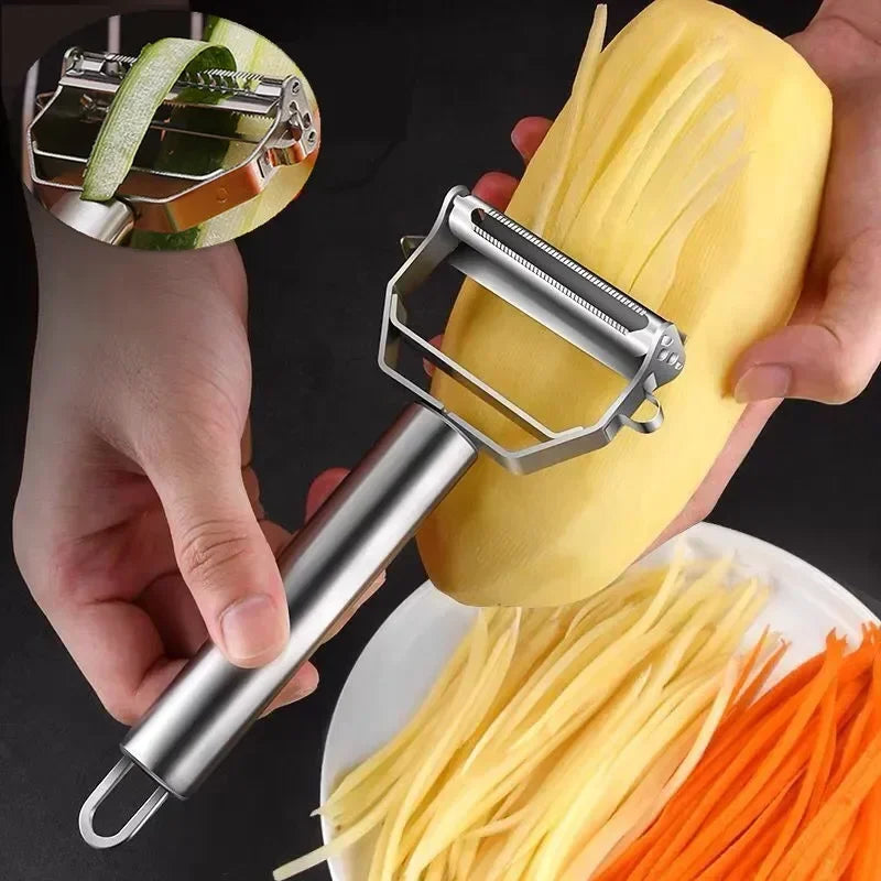 Multiple-Function Stainless Steel Double-Head Fruit and Vegetable Peeler