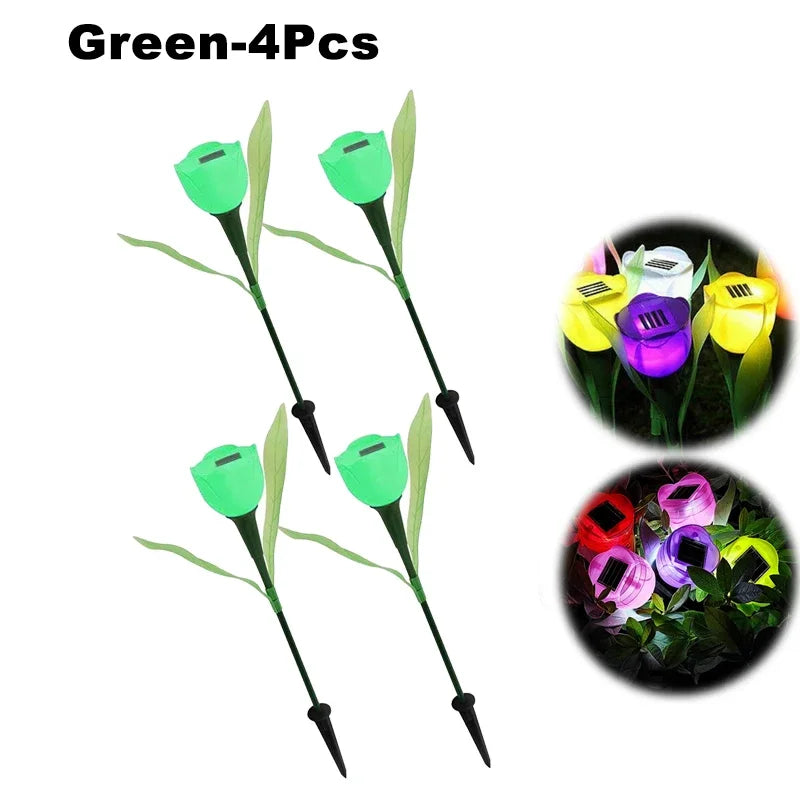 Solar Outdoor Waterproof Tulip Rose Lights