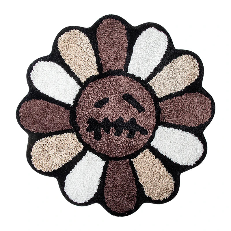 Smiling Face Flower Nonslip Tufted Rug