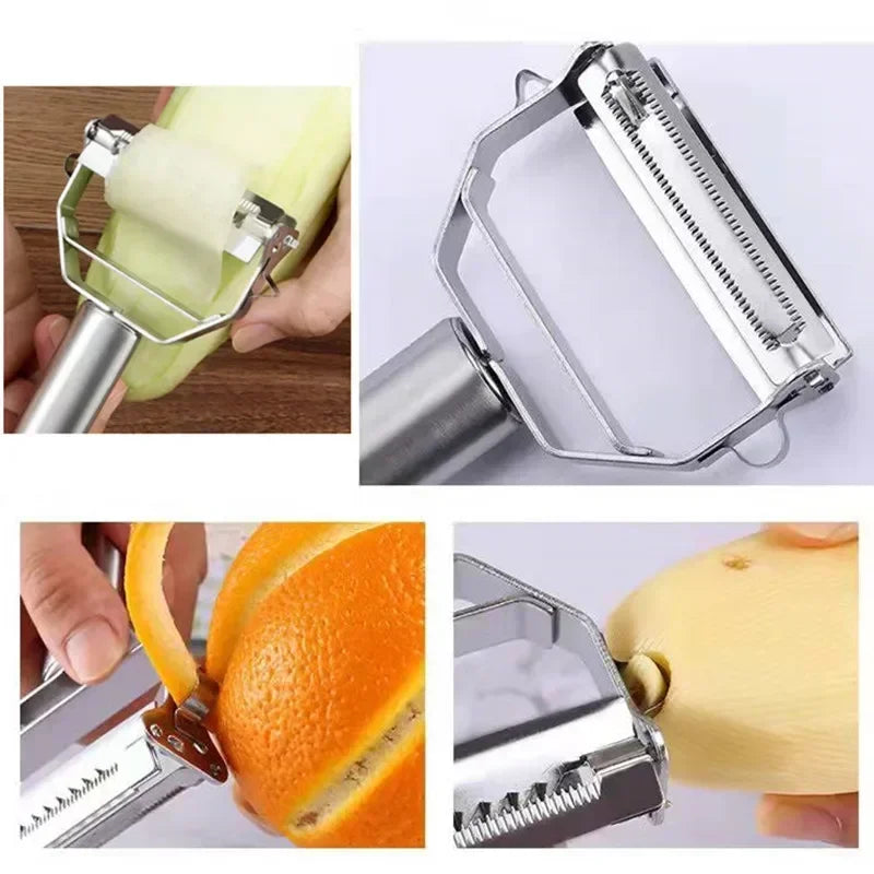Multiple-Function Stainless Steel Double-Head Fruit and Vegetable Peeler
