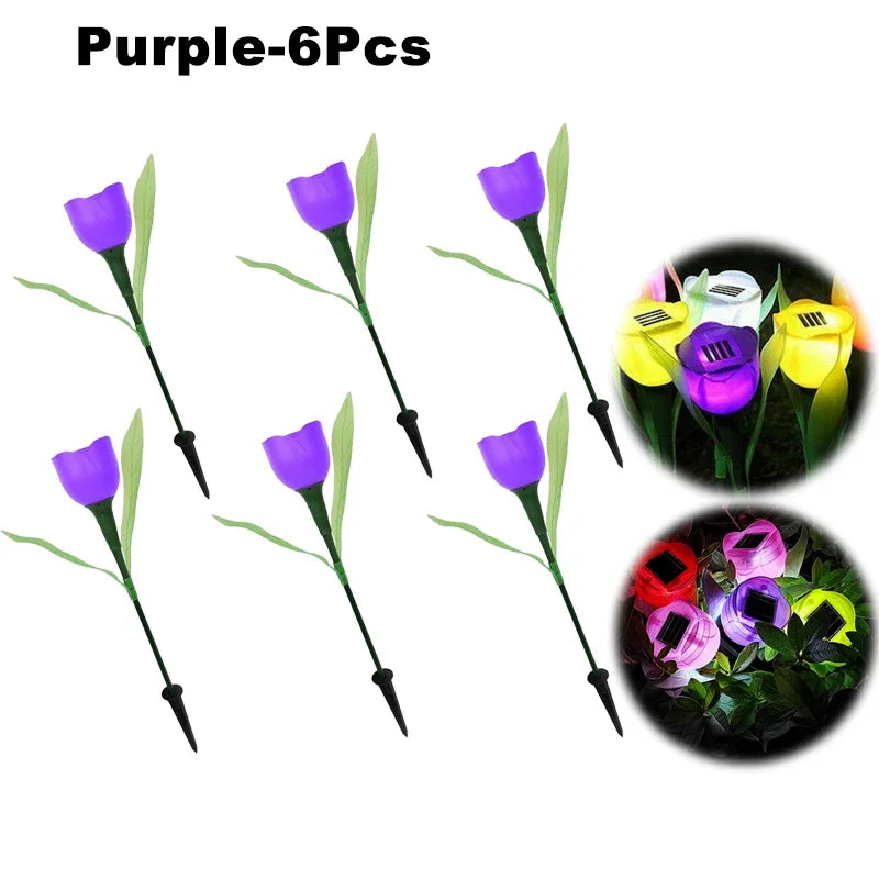 Solar Outdoor Waterproof Tulip Rose Lights