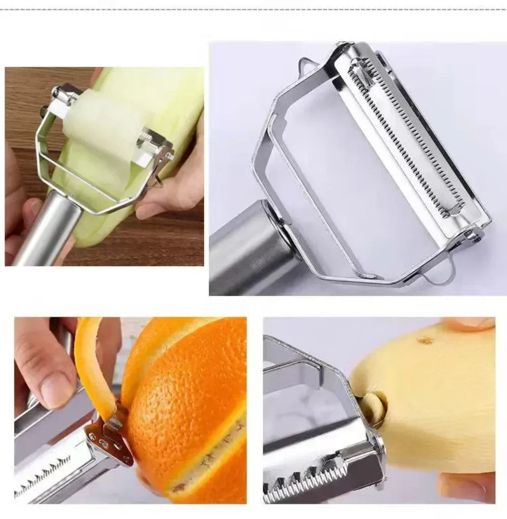 Multiple-Function Stainless Steel Double-Head Fruit and Vegetable Peeler