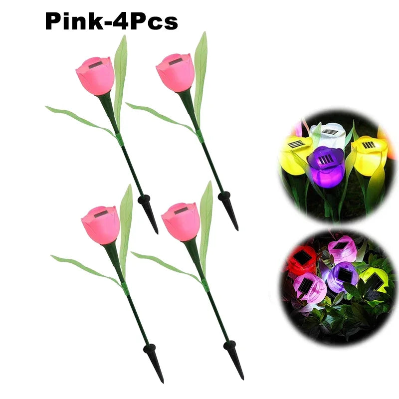 Solar Outdoor Waterproof Tulip Rose Lights