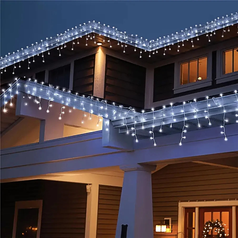 Solar Curtain Outdoor Eaves Decor String Lights