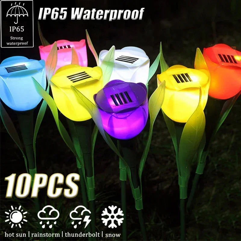 Solar Outdoor Waterproof Tulip Rose Lights