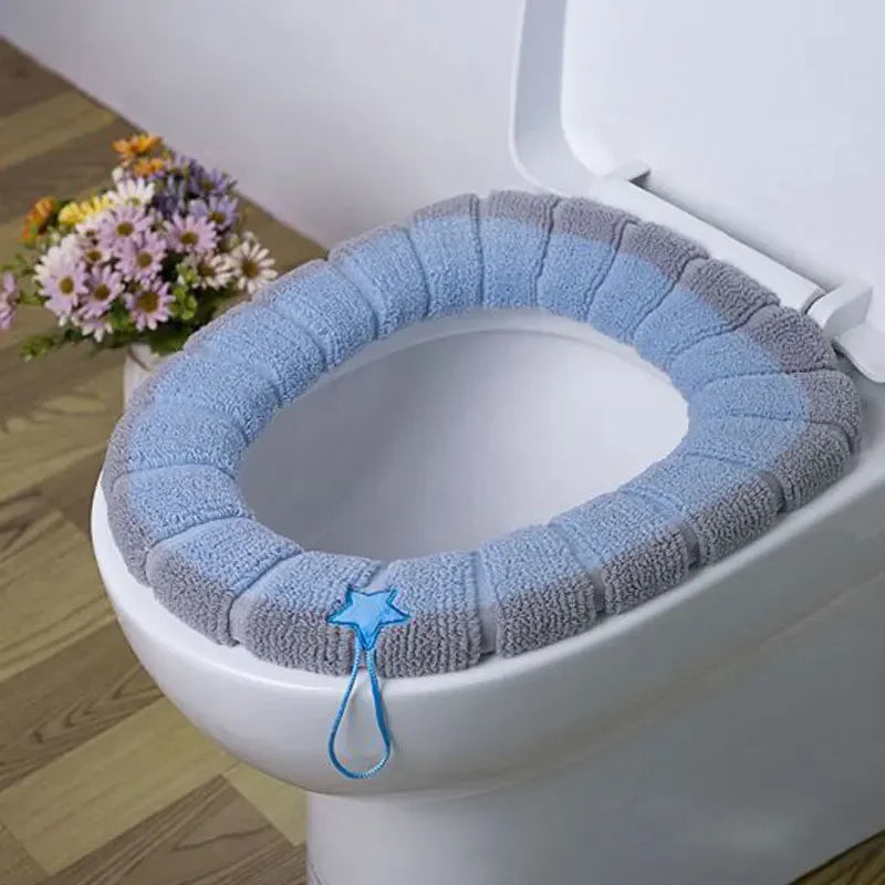 Thicker Soft Washable with Handle Winter Warm Toilet Seat Cover Mat