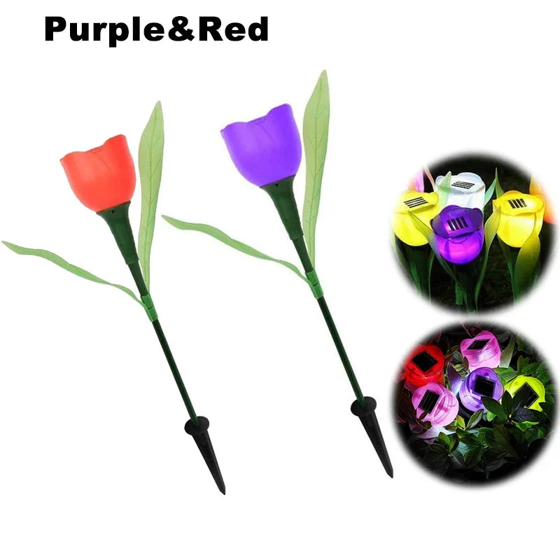 Solar Outdoor Waterproof Tulip Rose Lights