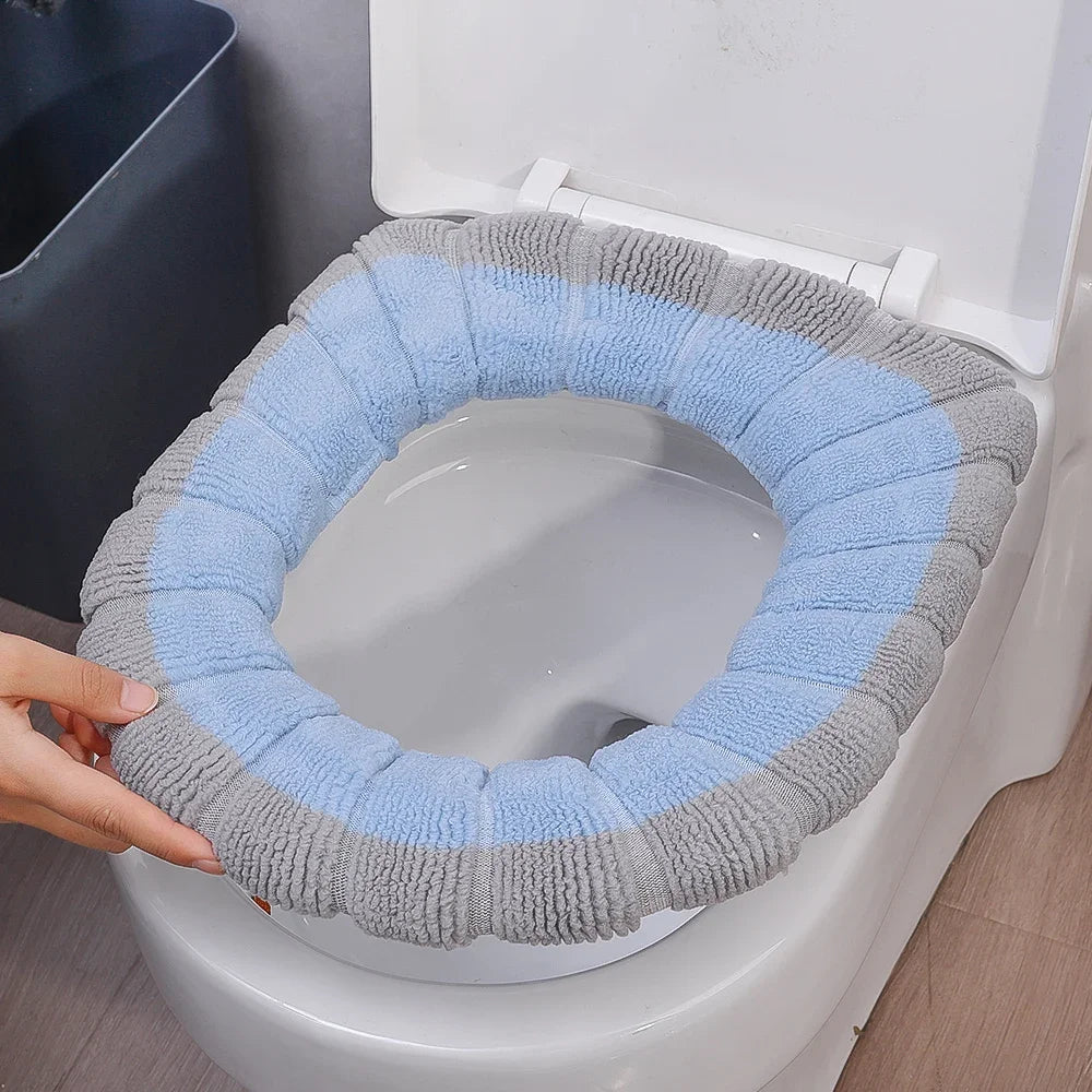 Thicker Soft Washable with Handle Winter Warm Toilet Seat Cover Mat