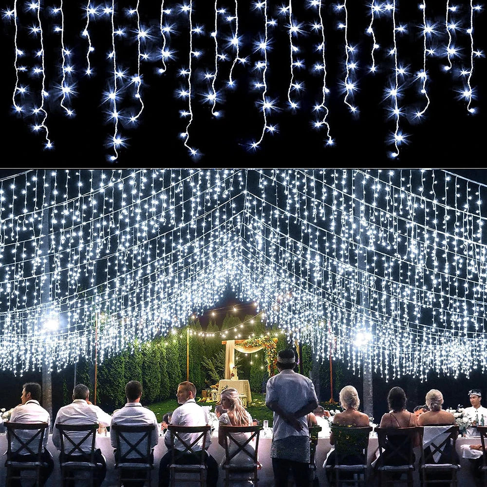 Solar Curtain Outdoor Eaves Decor String Lights