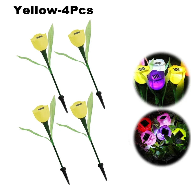 Solar Outdoor Waterproof Tulip Rose Lights