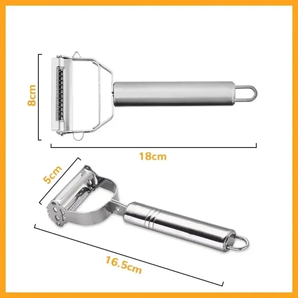 Multiple-Function Stainless Steel Double-Head Fruit and Vegetable Peeler