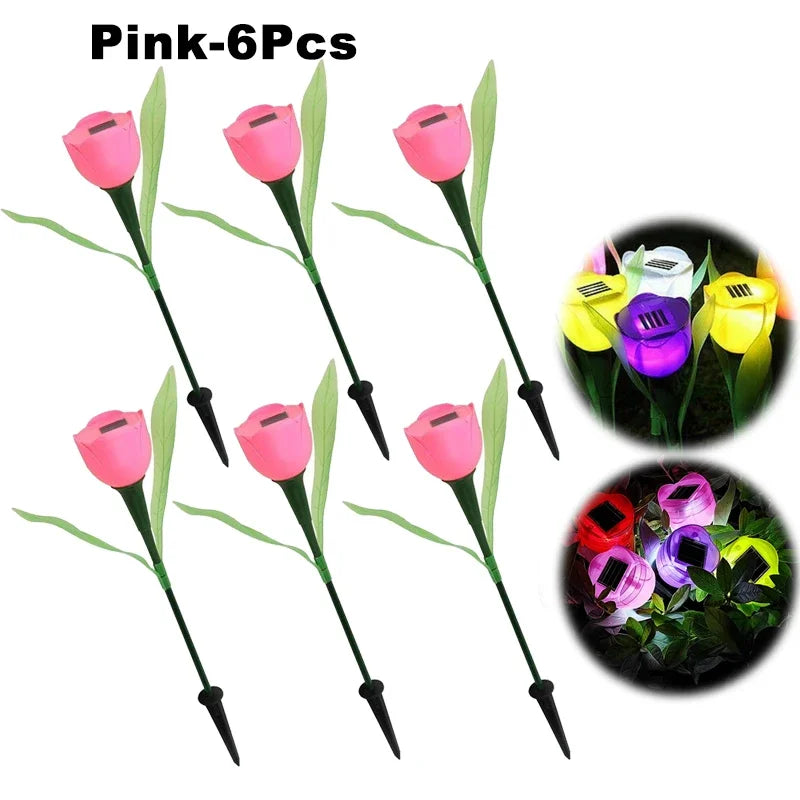Solar Outdoor Waterproof Tulip Rose Lights