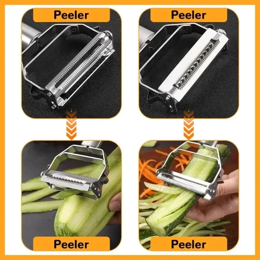 Multiple-Function Stainless Steel Double-Head Fruit and Vegetable Peeler