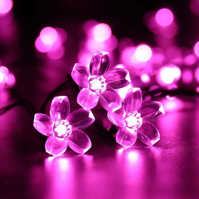 Solar Outdoor Waterproof Fairy Simulation Floral Garlands Lamp