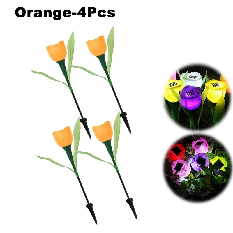 Solar Outdoor Waterproof Tulip Rose Lights
