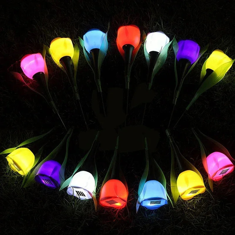 Solar Outdoor Waterproof Tulip Rose Lights